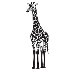Naklejka premium Minimalist Giraffe silhouette design for t-shirt and logo used.