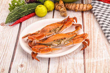 Hot fresh Boiled red crab