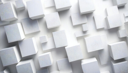 抽象的な白の幾何学的形状。白色の正方形のレイアウト背景。Abstract white geometric shapes.White color square layout background.