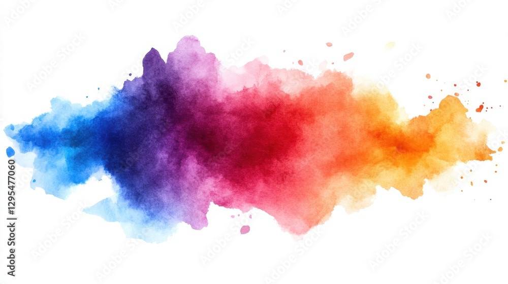 Poster vibrant watercolor splash with gradient hues on white backdrop artistic expression and fluid texture