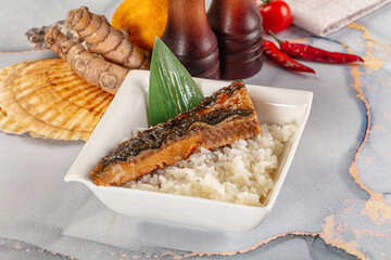 Smoked eel in unagi and steamed rice