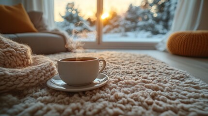 Cozy Winter Morning Warm Drink by the Window
