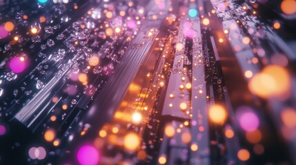 Obraz premium Abstract composition of reflective surfaces with bokeh light effects