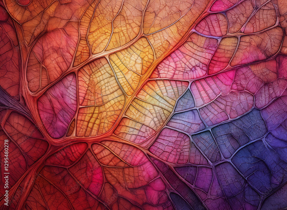 Poster abstract background featuring an intricate network of vein-like patterns in vibrant colors such as r