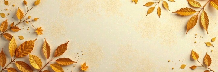 Fototapeta premium Golden leaf pattern on paper background, leaf, golden, texture