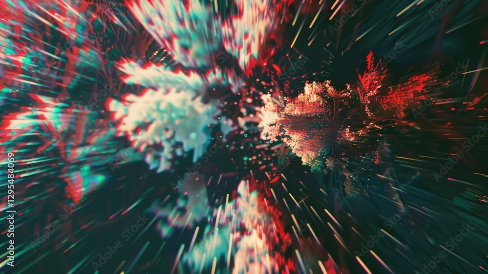 Aufkleber digital tunnel with bright light and vibrant colorful pixels. technology and sci-fi concept for wall