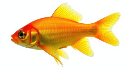 Fototapeta premium A vibrant goldfish with bright orange and yellow hues, showcasing its detailed scales and fins.