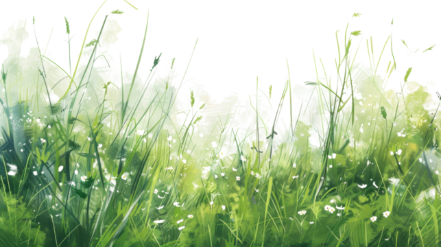 Green grass growing with transparent background for easy editing