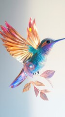 Obraz premium Tiny hummingbird midflight nature scene gigapixel quality vibrant environment close-up view iridescent feathers