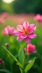 Fragrant tuberose blooms in a lush green field, blooming flowers, floral fields