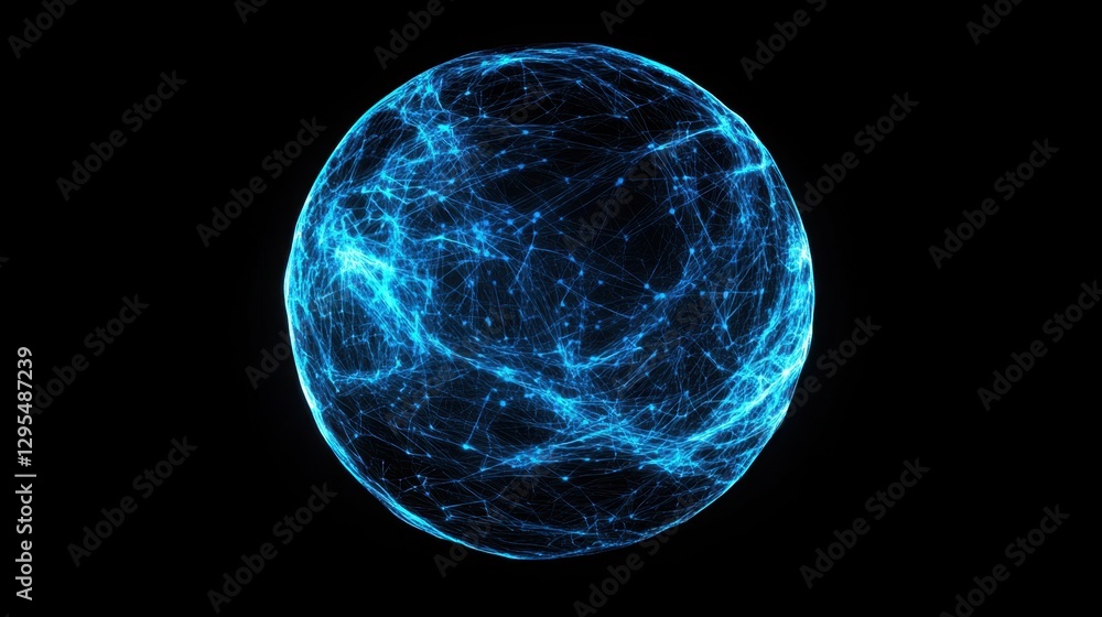 Aufkleber a digital 3d globe with vibrant blue network lines, representing cloud computing, big data, and ai-d