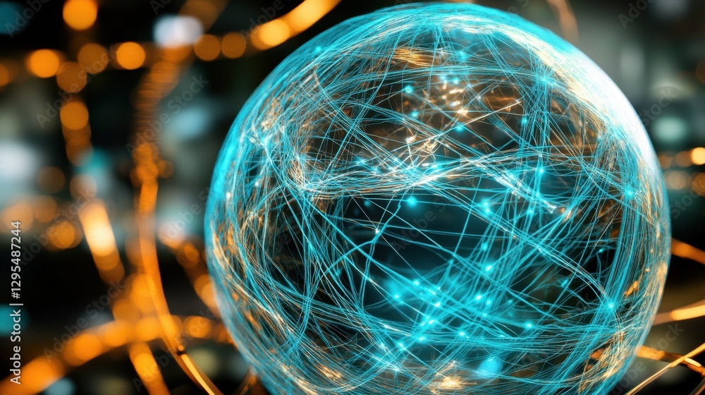 Aufkleber a digital 3d globe with vibrant blue network lines, representing cloud computing, big data, and ai-d