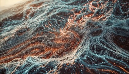 Ai driven data structure  digital dots creating a vortex of interconnected patterns in photography