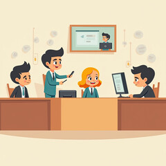 Young Business Team Meeting Collaboration - Flat design