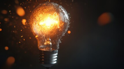 A dynamic concept art of a pencil bursting into a shining light bulb, showcasing the birth of a brilliant idea