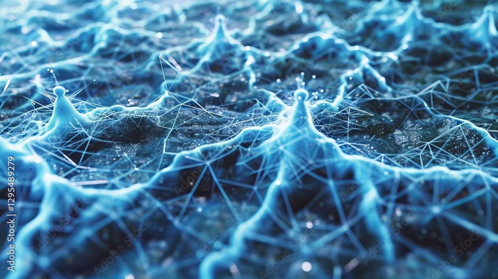Poster dynamic deep blue energy vortex with glowing lines in a mesmerizing futuristic composition