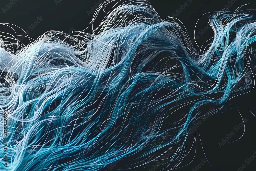 Aufkleber surreal blue wave creates intricate patterns against dark background with soft ambient lighting