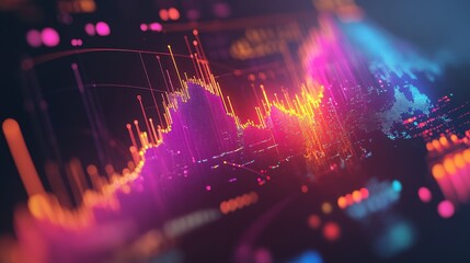 A futuristic representation of the globe with dynamic analytics lines and data points glowing in the dark.