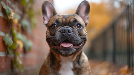 Happy French Bulldog in Autumnal Setting