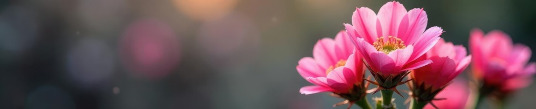 Pink lobivia cactus flowers with subtle shading and soft focus, pink, flower