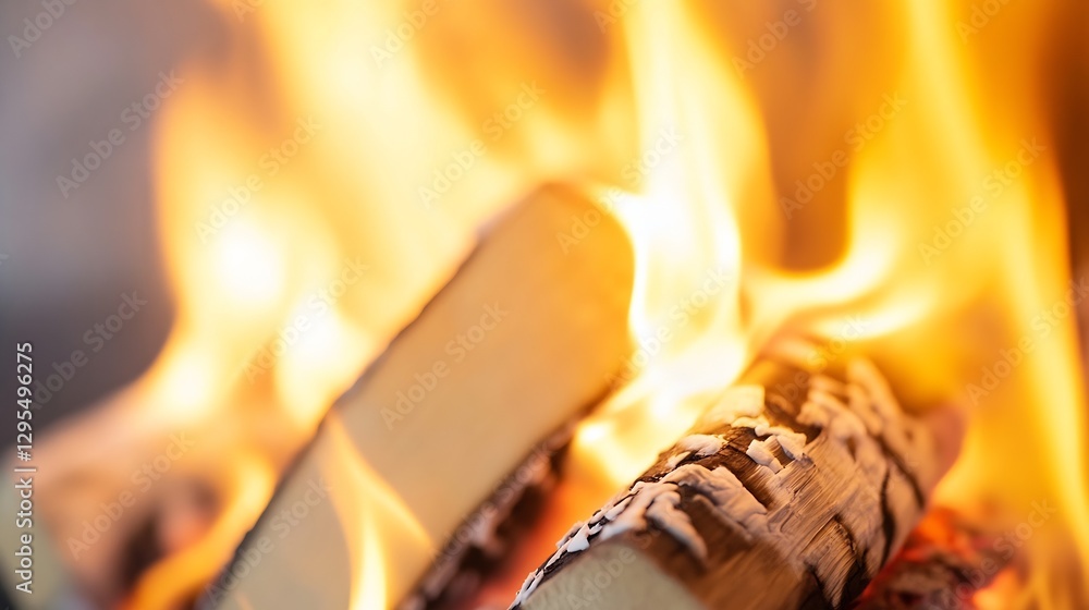 Poster flames dancing over logs in a cozy fireplace setting : generative ai