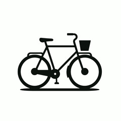  very simple flat and single minimalist Bicycle Silhouette in black on a white background