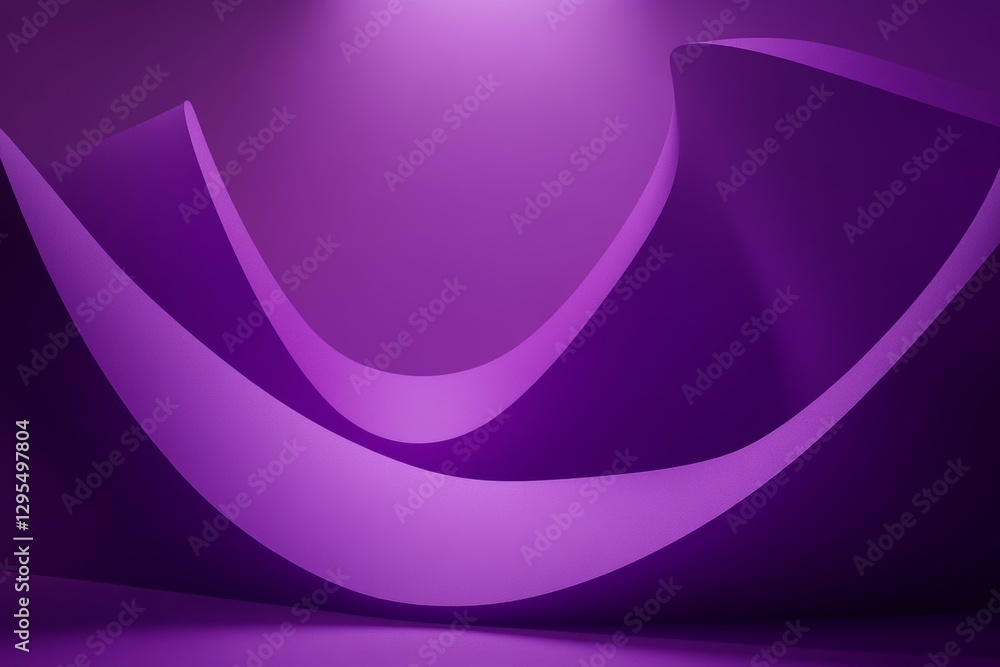 Poster purple abstract background featuring two large curved shapes in a minimalistic low poly style