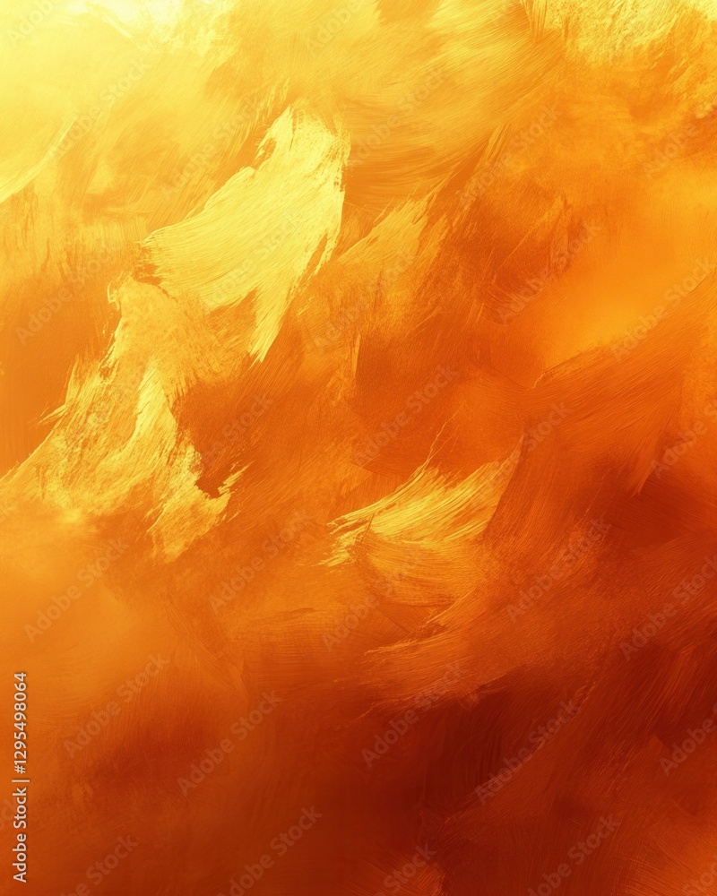 Poster warmth of golden brushstrokes abstract art background texture with fluid movement and vibrant color 