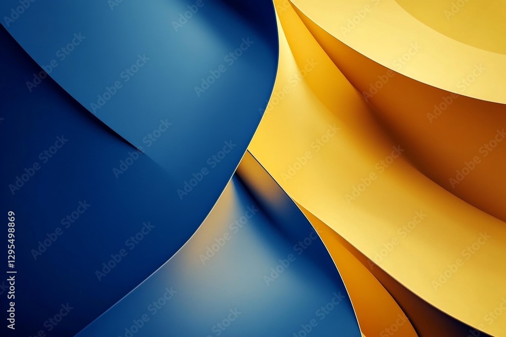 Poster dynamic abstract background with deep blue and butter yellow geometric elements for graphic design