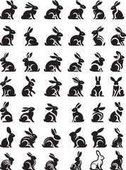 Obraz premium Happy Easter Elements Silhouette Vector Set