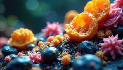 Microscopic view of organic matter, microbiology, tiny life, microorganisms