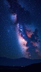 Fototapeta premium Milky Way galaxy with stars and nebulae in a dark blue night sky, cosmic, astronomy, milky way