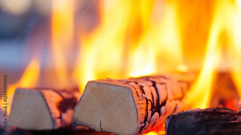 Aufkleber logs burning brightly in the fireplace creating a warm and inviting atmosphere for the home : genera