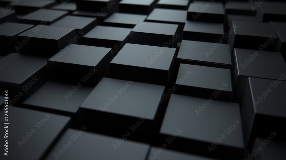Poster abstract black cube pattern: a 3d render of geometric shapes