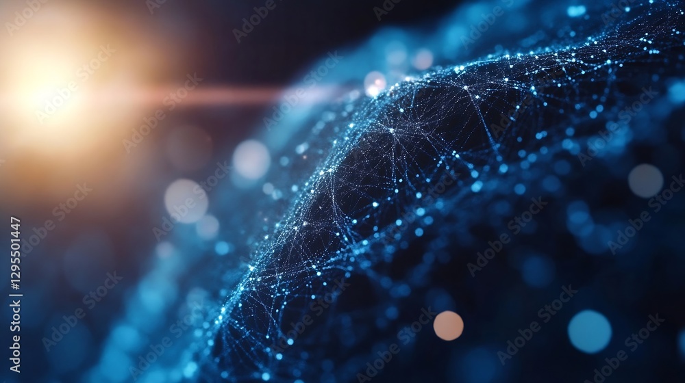 Poster Futuristic Abstract Network of Glowing Data Points and Lines : Generative AI
