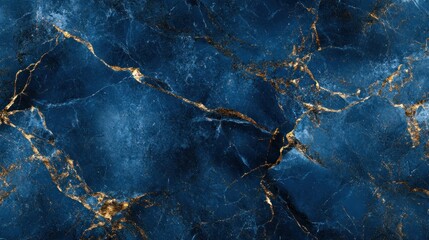 Deep Blue Marble With Golden Veins Texture