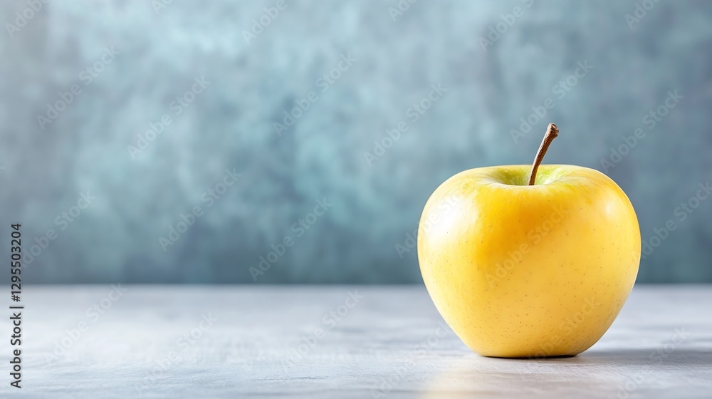 Aufkleber fresh green apple on a rustic wooden countertop with a textured background showcasing simplicity : g
