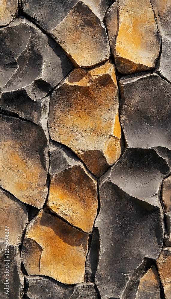 Poster angular rocks form a textured wall with contrasting colors