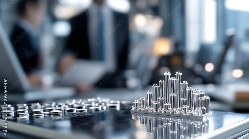 Aufkleber Innovative Business Data Representation with 3D Graph Model and Modern Technology Elements : Generative AI