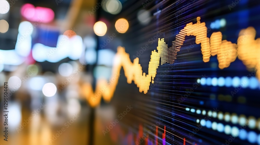Aufkleber Dynamic digital stock market graph showing fluctuating prices and growth trends with vivid colors : Generative AI