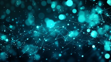 Fototapeta premium Abstract Teal Network: Interconnected Nodes and Glowing Lights