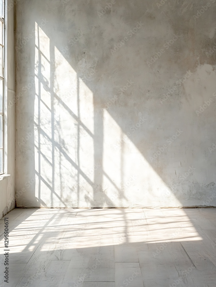 Leinwandbilder sunlight casts intriguing shadows on a minimalist wall in a serene space : generative ai