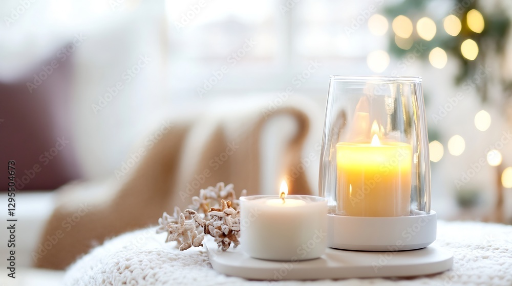 Poster cozy candlelight decor with soft lighting and a relaxing atmosphere : generative ai