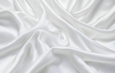 Fototapeta premium Elegant white silk fabric with flowing waves and subtle highlights