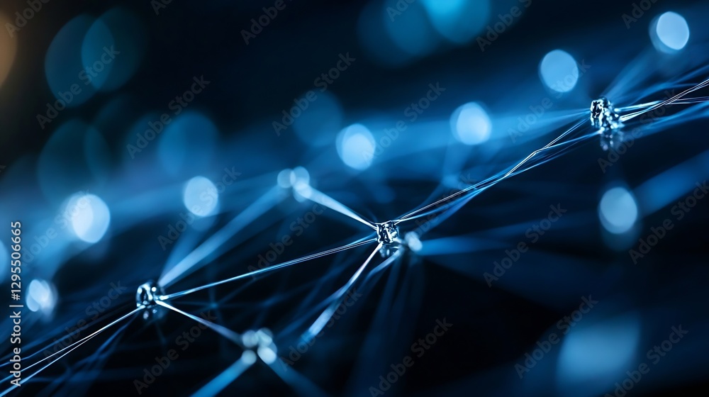Poster blue light network visualisation technology illustration digital abstract art : generative ai