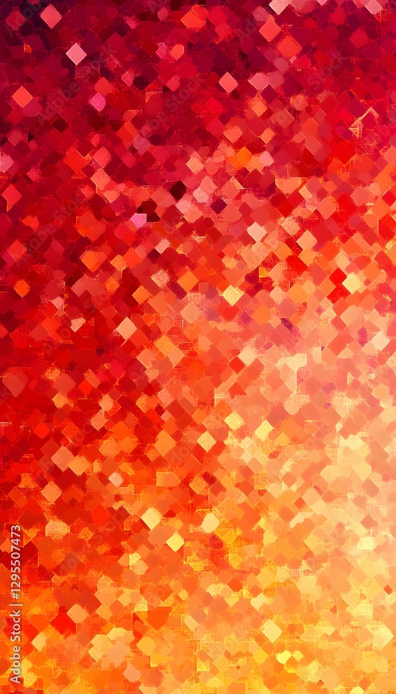 Poster abstract artwork showing gradient squares from red to orange