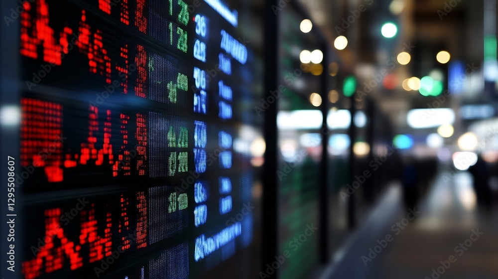 Leinwandbilder dynamic financial market display with stock ticker symbols and data for investment analysis : genera