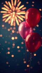 New Year's Eve celebration with fireworks and balloons , new years eve, fireworks, balloons