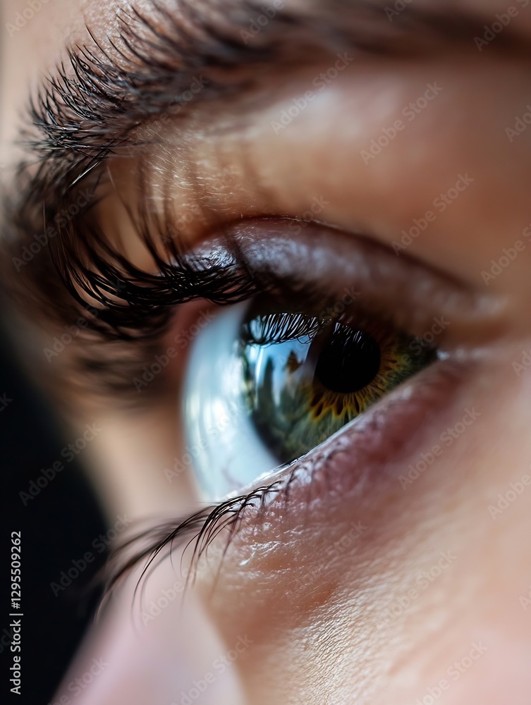 Poster closeup of stunning human eye capturing depth and reflection of surroundings : generative ai