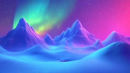 Stunning landscape features aurora borealis casting colorful ethereal light